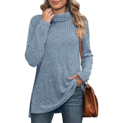 Women's Tunic Tops Turtleneck Long Sleeve Side Split Tunic Shirts