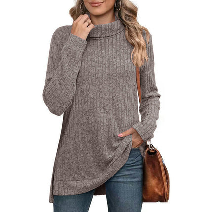 Women's Tunic Tops Turtleneck Long Sleeve Side Split Tunic Shirts