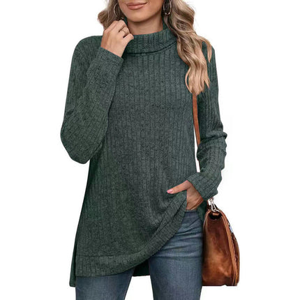 Women's Tunic Tops Turtleneck Long Sleeve Side Split Tunic Shirts