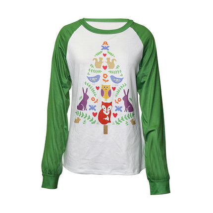 Christmas Tree Tops for Women Long Sleeve Tops Color Block Shirt