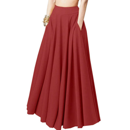 Women's High Waisted Maxi Skirts with Pockets Elastic Flowy Skirt