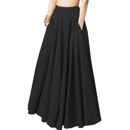 Women's High Waisted Maxi Skirts with Pockets Elastic Flowy Skirt