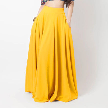 Women's High Waisted Maxi Skirts with Pockets Elastic Flowy Skirt