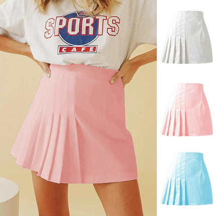 Women's Casual High Waist A Line Pleated Mini Skirt