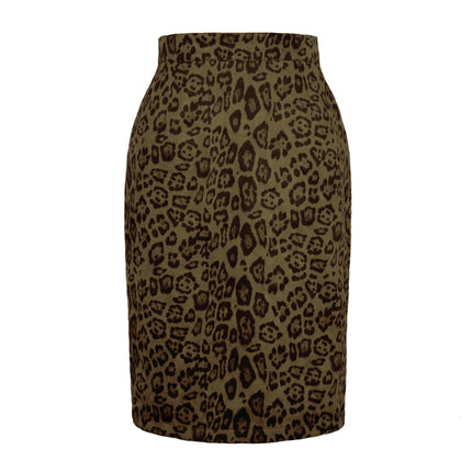 Women's Leopard Print High Waist Zipper Pencil Skirt