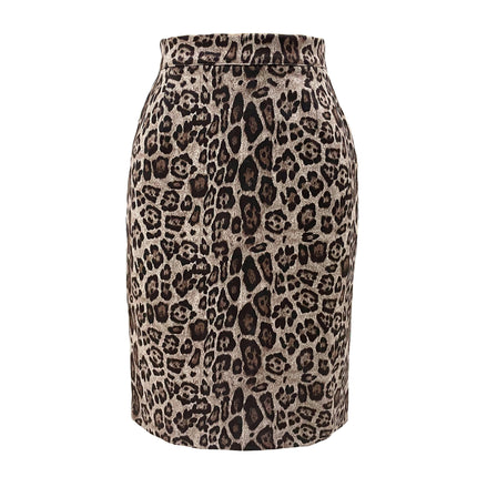 Women's Leopard Print High Waist Zipper Pencil Skirt