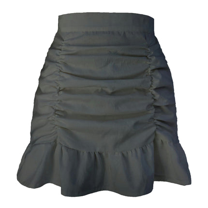 Women's High Waist Wrap Skirt Ruffle Hem Mini Short Skirts