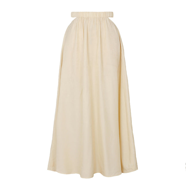 Women's Elastic High Waist A Line Swing Beach Maxi Skirt