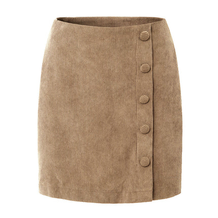 Women's Button Mini Skirt Bodycon Corduroy Pencil Skirts