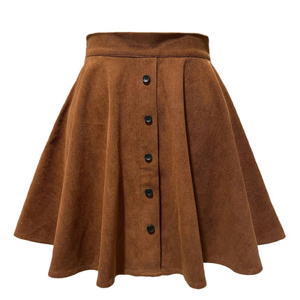 Women's Button Up Mini Skirt A-line Corduroy Short Skirts