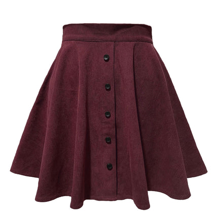 Women's Button Up Mini Skirt A-line Corduroy Short Skirts