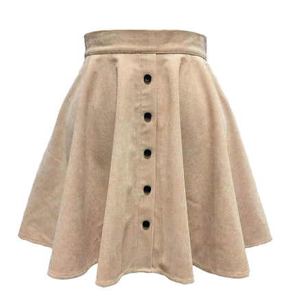 Women's Button Up Mini Skirt A-line Corduroy Short Skirts