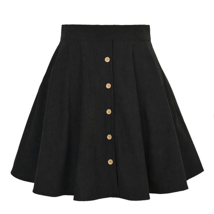 Women's Button Up Mini Skirt A-line Corduroy Short Skirts