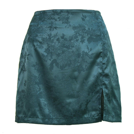 Women's Satin Side Split High Waist Mini Short Skirt