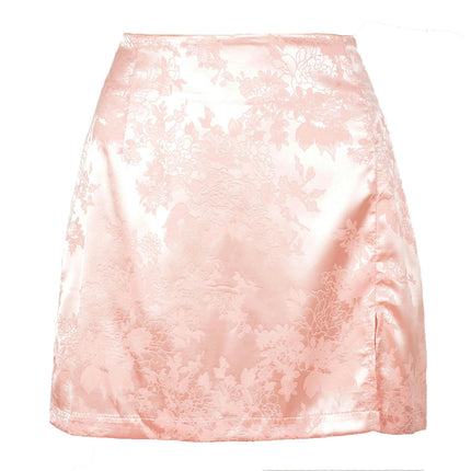 Women's Satin Side Split High Waist Mini Short Skirt