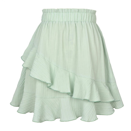 Women's Short Skirts Mini A Line Skirts Summer Casual High Waisted Ruffle Flowy Skirt