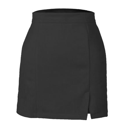 Women's Faux Suede Side Split High Waist Zipper Mini Short Skirt