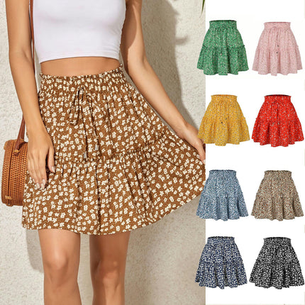 Women's Summer Flowy Ruffle Mini Skirt High Waist Beach Short Skirts