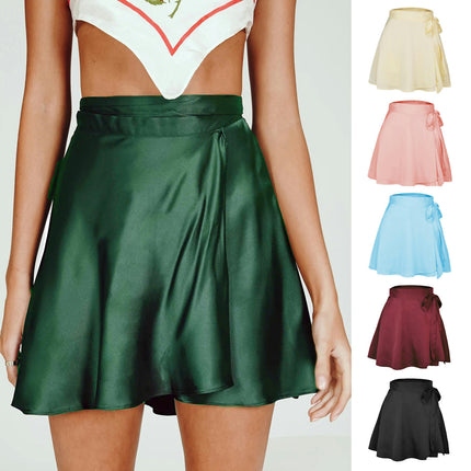 Women's Mini Skirts Wrap Pleated Ruffle Hem A Line Short Skirts