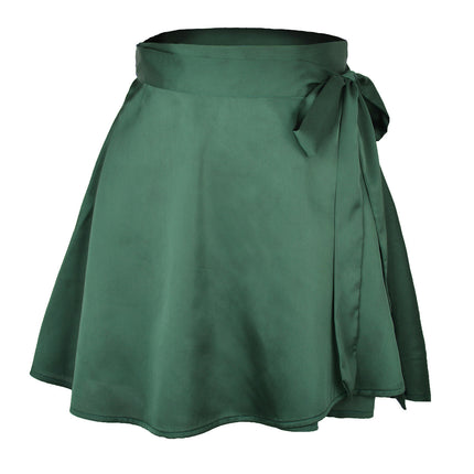 Women's Mini Skirts Wrap Pleated Ruffle Hem A Line Short Skirts