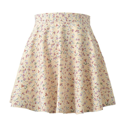 Women's Floral Print High Waist Ruffle Hem A Line Mini Skirt