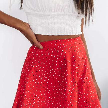 Women's Floral Print High Waist Ruffle Hem A Line Mini Skirt