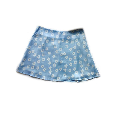 Women's Print Satin Silk High Waist Zipper A Line Mini Short Skirt