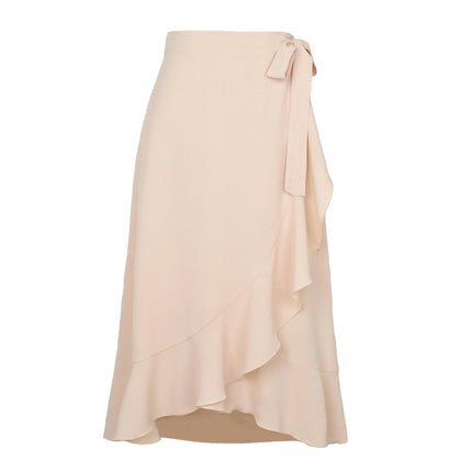 Women's Wrap High Waist Asymmetrical Ruffle Hem A-Line Midi Skirt