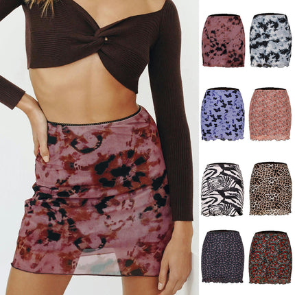 Women's Print High Waist A Line Wrap Mini Short Skirt