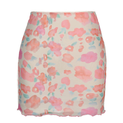 Women's Print High Waist A Line Wrap Mini Short Skirt