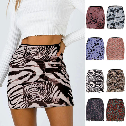 Women's Print High Waist A Line Wrap Mini Short Skirt