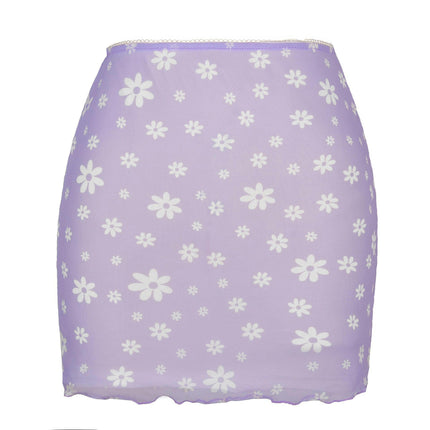 Women's Print High Waist A Line Wrap Mini Short Skirt