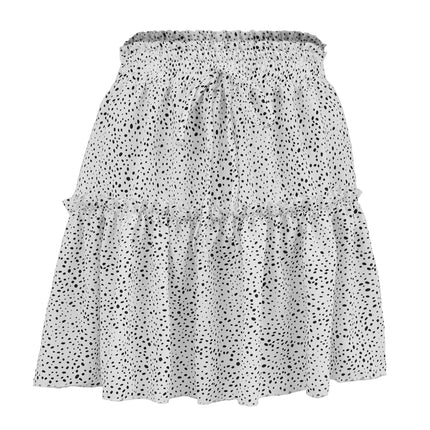 Women's Summer Cute High Waist Ruffle Skirt Print Swing Beach Mini Skirt