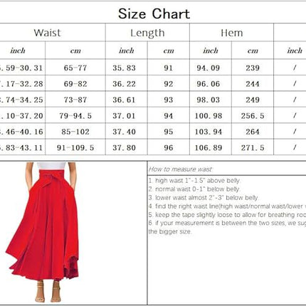 Women's Casual Asymmetrical Ruffle Hem High Waist A-Line Swing Midi Skirt