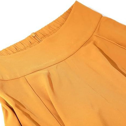 Women's Casual Asymmetrical Ruffle Hem High Waist A-Line Swing Midi Skirt