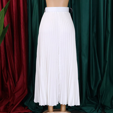 Women's High Waist Skirt Pleated A-Line Swing Midi Length Skirt