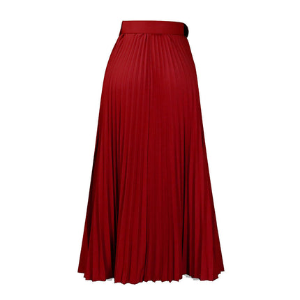 Women's High Waist Skirt Pleated A-Line Swing Midi Length Skirt