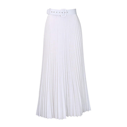 Women's High Waist Skirt Pleated A-Line Swing Midi Length Skirt