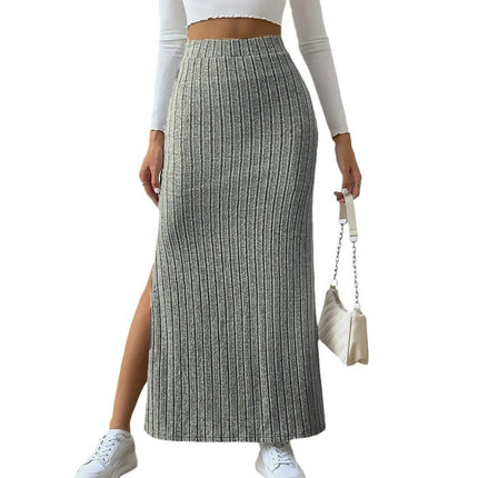 Women's Split Hem Elastic High Waist Bodycon Pencil Maxi Skirt