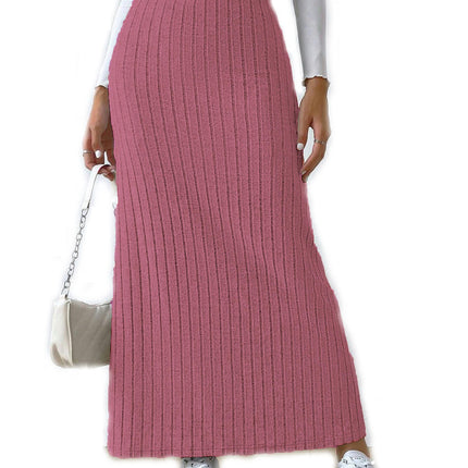 Women's Split Hem Elastic High Waist Bodycon Pencil Maxi Skirt