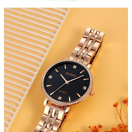 Women's Stainless Steel Band Watches Analog Quartz Diamond Watches