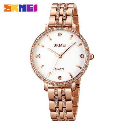 Women's Stainless Steel Band Watches Analog Quartz Diamond Watches