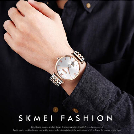 Ultra Thin Simple Couples Watches Stainless Steel Strap Watch Men and Women Quartz Watches