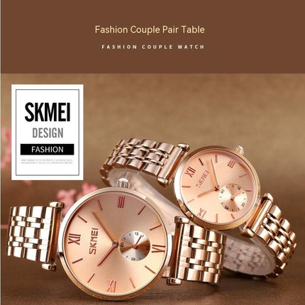 Ultra Thin Simple Couples Watches Stainless Steel Strap Watch Men and Women Quartz Watches