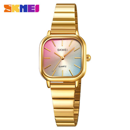 Stainless Steel Quartz Wristwatch, Fashionable Square Waterproof Ladies' Watch