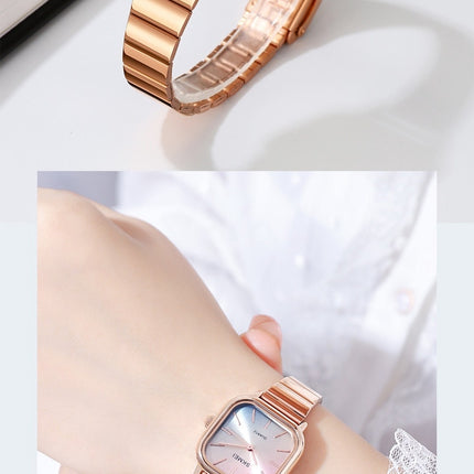 Stainless Steel Quartz Wristwatch, Fashionable Square Waterproof Ladies' Watch