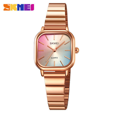 Stainless Steel Quartz Wristwatch, Fashionable Square Waterproof Ladies' Watch