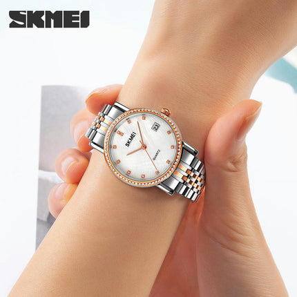 Women's Watch Elegant Diamond Analog Quartz Watch Stainless Steel Waterproof Wristwatch