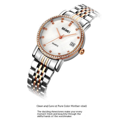 Women's Watch Elegant Diamond Analog Quartz Watch Stainless Steel Waterproof Wristwatch