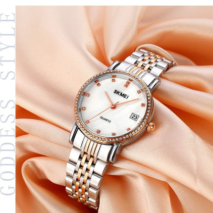 Women's Watch Elegant Diamond Analog Quartz Watch Stainless Steel Waterproof Wristwatch